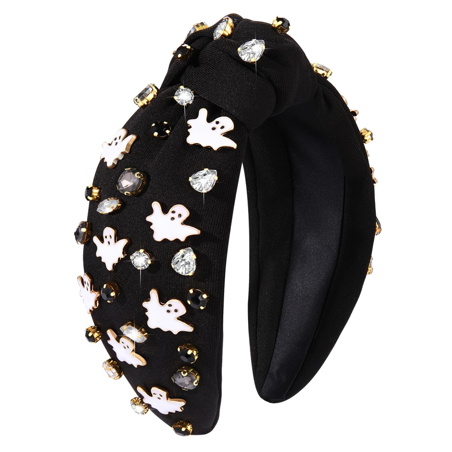 Gothic Knotted Headbands for Women - Embellished Rhinestone Pearl Top Knot Hair Accessory, Costume Party Gifts | Amazon (US)