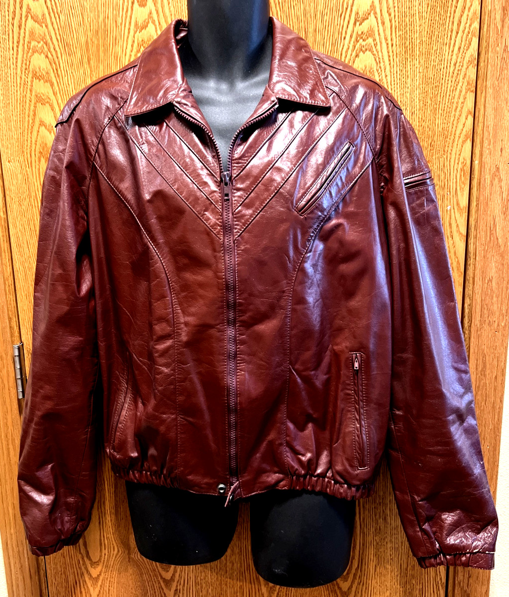Vtg 1970s Red Leather Disco Bomber Jacket Berman's Mens Size 44 L Long | eBay | eBay US