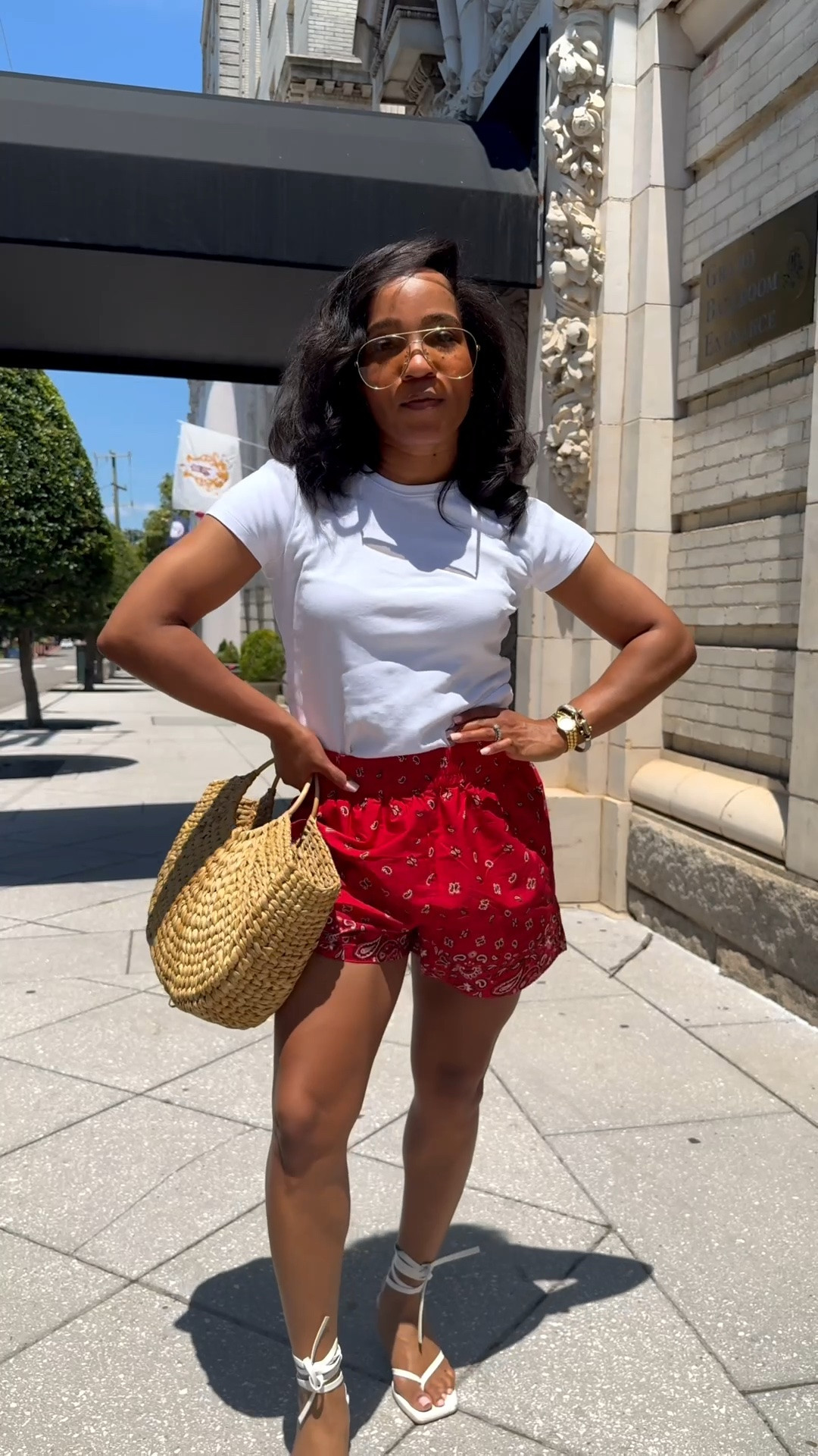 Red bandana printed shorts! Say less! Plus linked one of recently new fave white t-shirts that is under $20.

#LTKSaleAlert #LTKootd