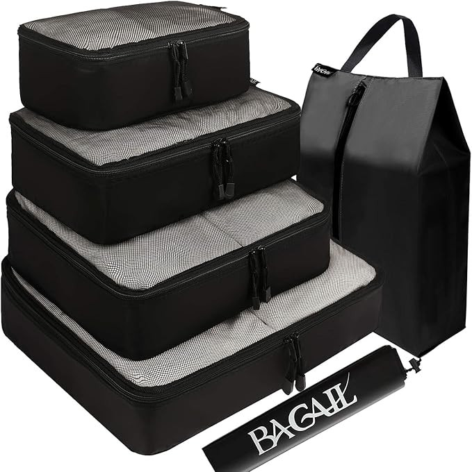 BAGAIL 6 Set Packing Cubes,Travel Luggage Packing Organizers with Laundry Bag | Amazon (US)