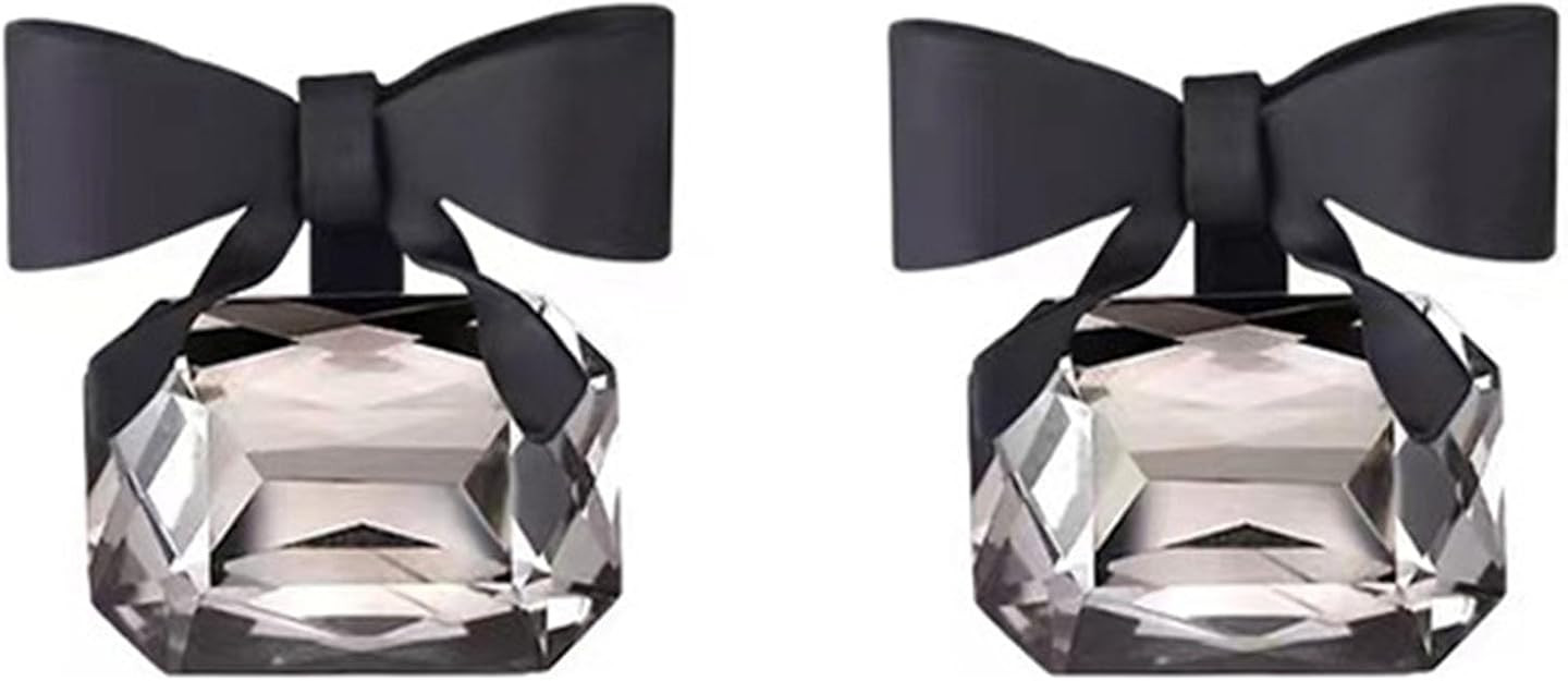 Bow Stud Earrings for Women Black Bow Earrings Fashion Black Faux Crystal Statement Earrings Chri... | Amazon (US)