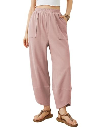 Xiaoxuemeng Womens Baggy Wide Leg Pants Casual Elastic Waisted Palazzo Harem Pants with Pockets | Amazon (US)