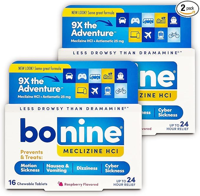 Bonine Non-Drowsy Motion Sickness Relief - Chewable Tablets with Meclizine HCL 25mg - Non Drowsy ... | Amazon (US)