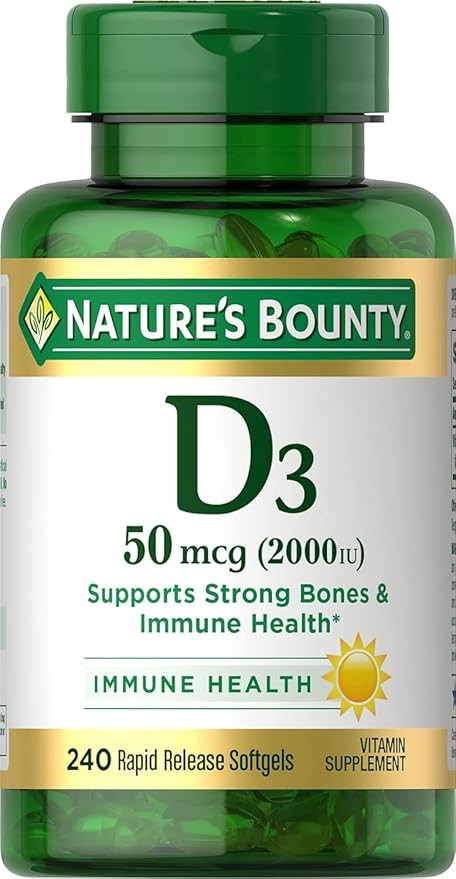 Nature's Bounty Vitamin D3, Immune and Bone Support, Vitamin Supplement, 2000IU, 240 Rapid Releas... | Amazon (US)
