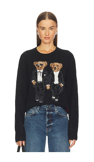 Polo Ralph Lauren Ralph & Ricky Bear Crewneck Sweater in Black. - size L | Revolve Clothing (Global)