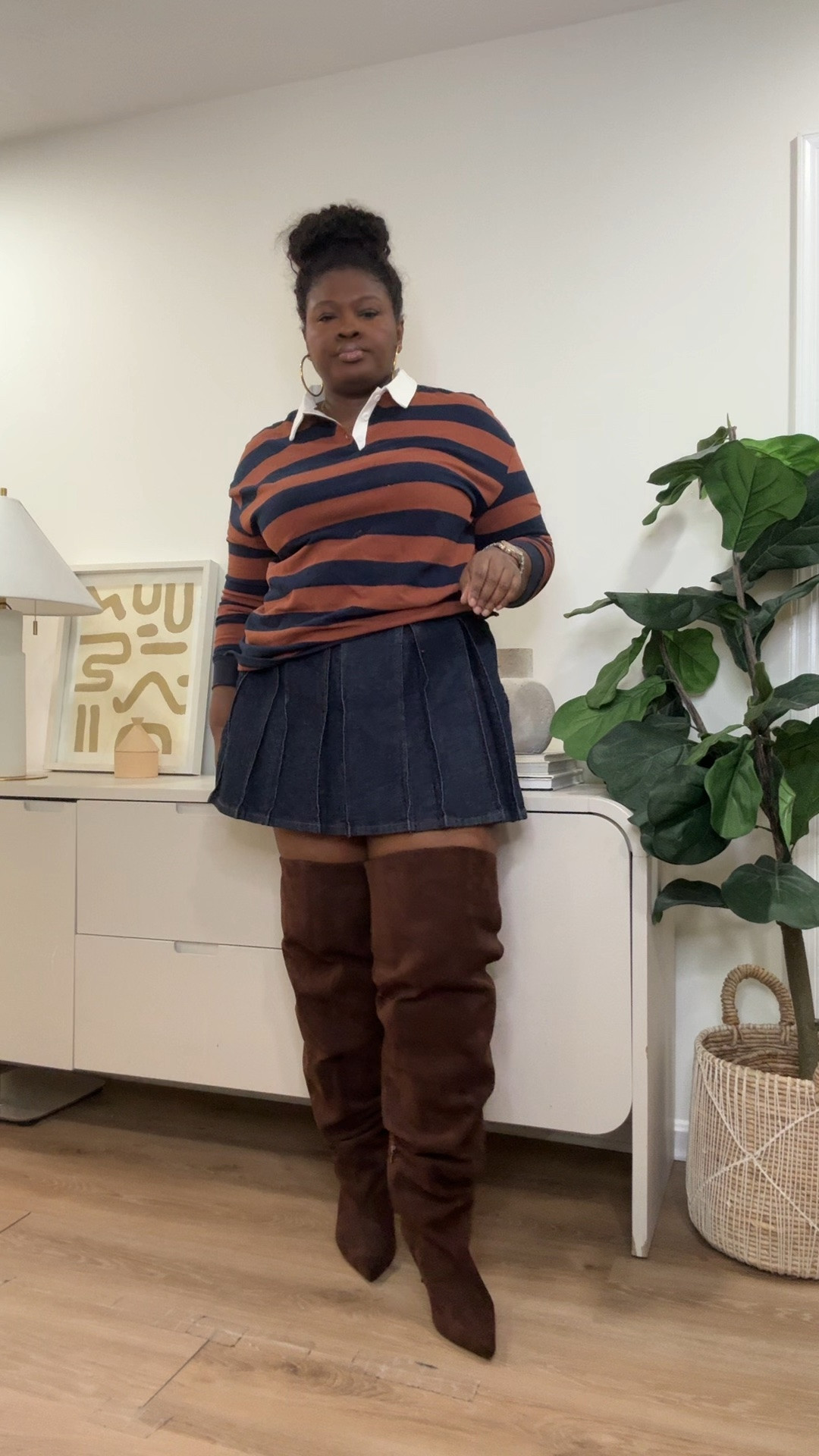 I wanted a fall look that felt stylish without trying too hard. This combination of a classic sweater, structured skirt, and tall boots makes getting dressed so much easier.  fall outfit ideas, knee high boots outfit, fall fashion trends, cozy fall outfit, striped sweater outfit, mini skirt outfit, autumn fashion, casual chic outfit, curvy girl fashion, plus size fall fashion, everyday outfit ideas, trendy fall wardrobe, women’s fall clothing, sweater outfit ideas, fall capsule wardrobe

#LTKootd #LTKMidsize #LTKSeasonal