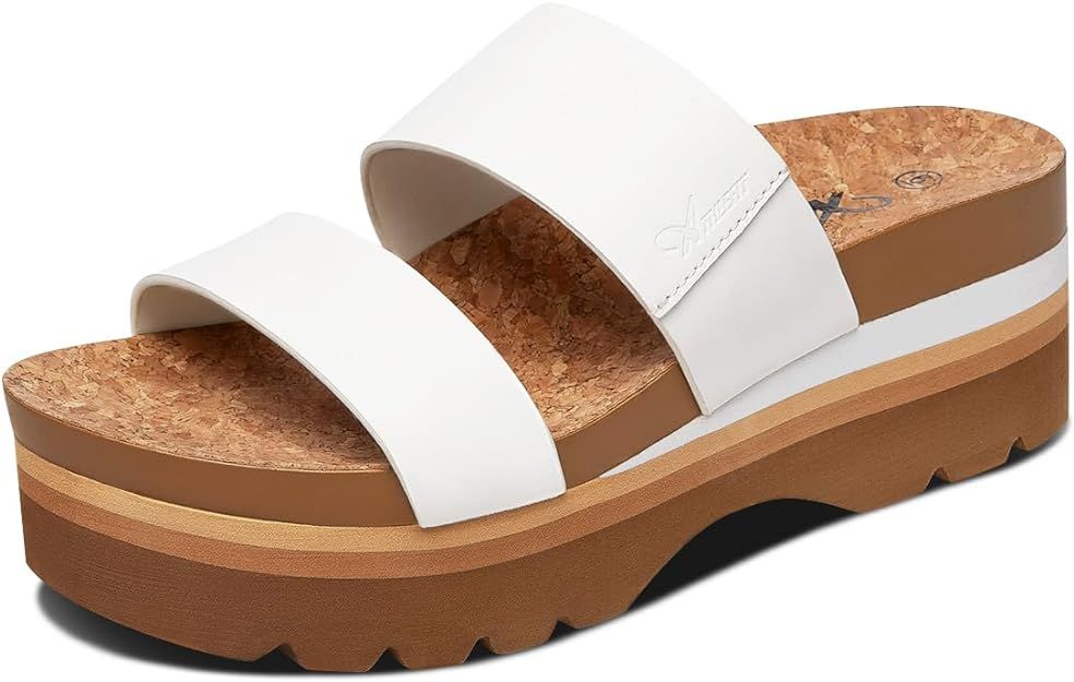 Athlefit Summer Brown Platform Sandals for Women Comfortable Beach Footbed Sandals 2024 Trendy | Amazon (US)