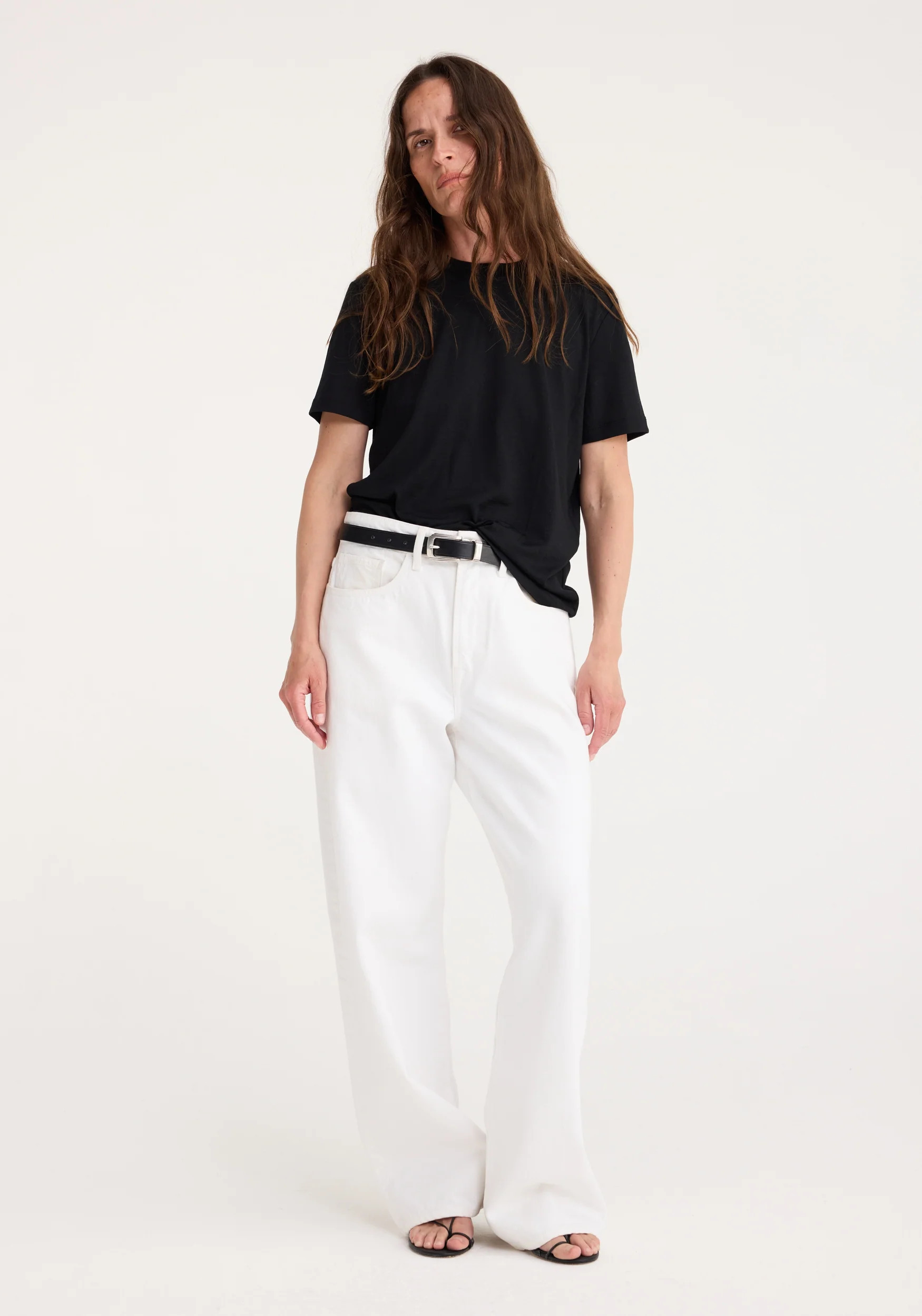 relaxed wide leg denim | optic white | Rohe