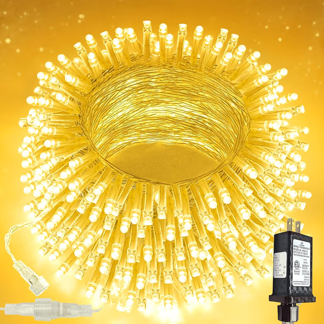 Connectable 100 LED String Lights Indoor Outdoor, 33FT Warm White Christmas Lights Waterproof, 13... | Amazon (US)
