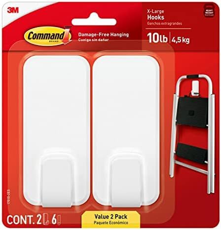 Command 10 Lb XL Heavyweight Wall Hook, Damage Free Hanging Wall Hook with Adhesive Strips, Heavy... | Amazon (US)