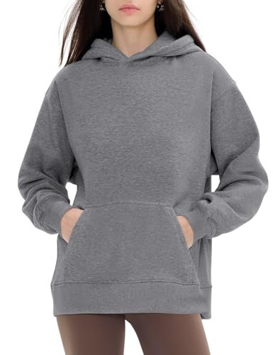 PUMIEY Hoodies for Women Essentials Hoodie Sweatshirt for Teen Girls Long Sleeve Tops Fall Fashion Outfits 2024，Heather Charcoal，X-Small | Amazon (US)
