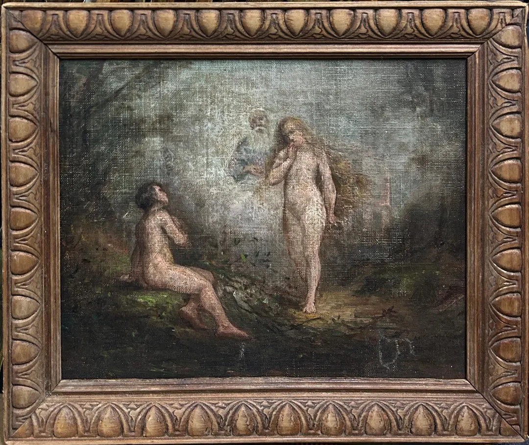Antique 18th Century Original Oil Painting, Scene Adam and Eve in Paradise, Framed - Etsy | Etsy (US)
