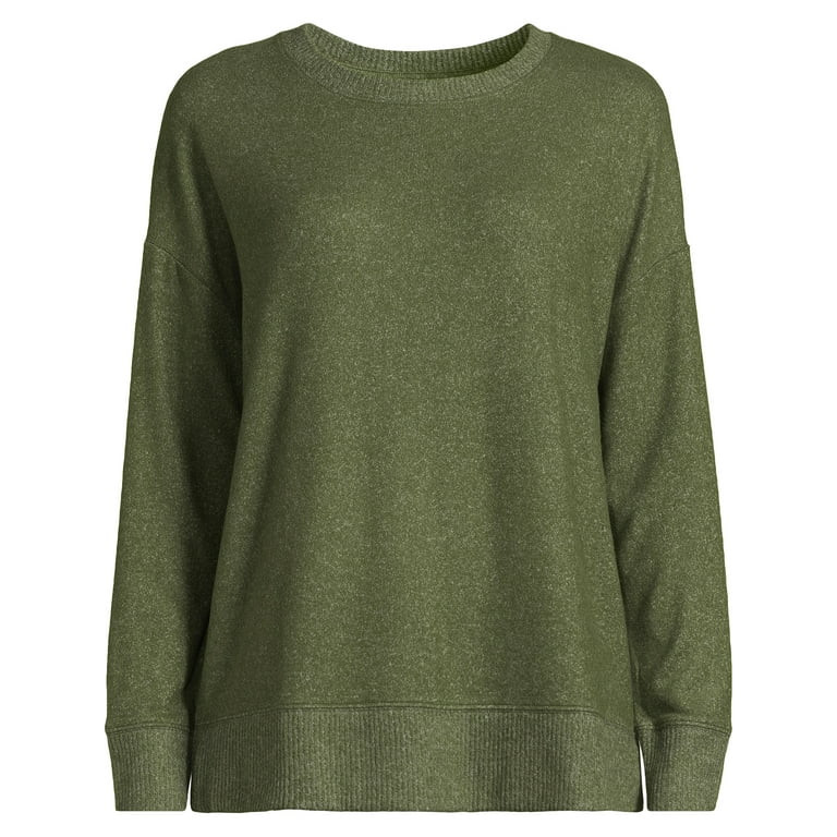Time and Tru Women's Hacci Knit Pullover Sweatshirt with Long Sleeves, Sizes XS-XXXL - Walmart.co... | Walmart (US)