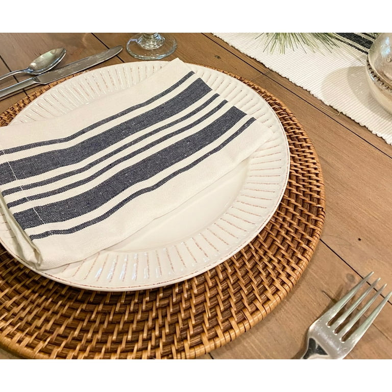 Cloth Napkins Set of 6, Cotton Napkins, Navy Cloth Napkins, Modern Chambray Napkins, Bistro Strip... | Walmart (US)