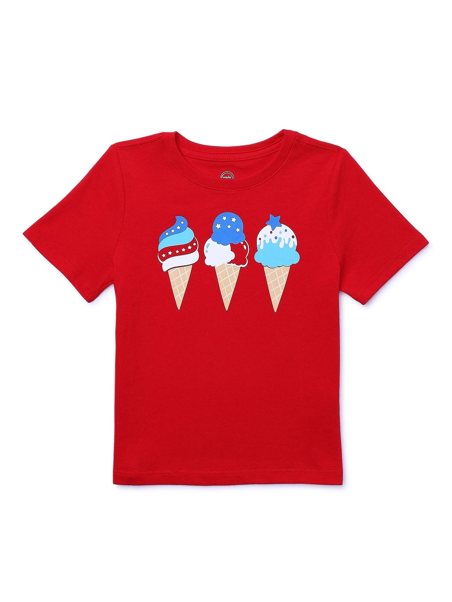 Wonder Nation Toddler Girls Patriotic Graphic Tee with Short Sleeves, Sizes 12M-5T | Walmart (US)