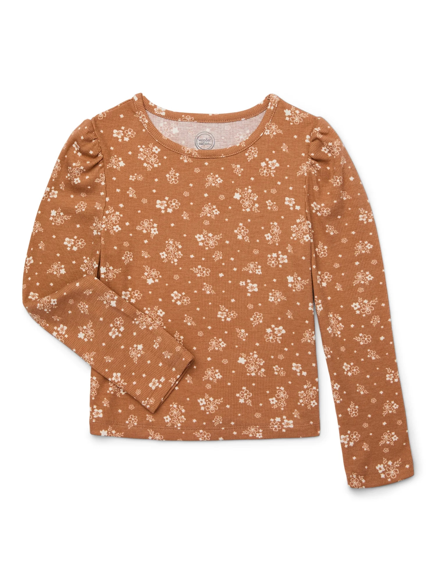 Wonder Nation Girls Long Sleeve Puff Top, Sizes 4-18 & Plus | Walmart (US)