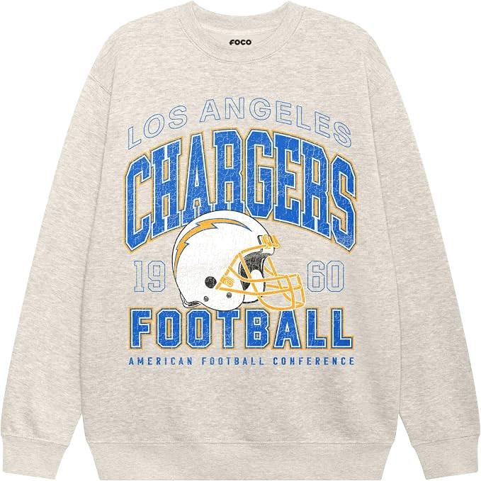 FOCO Unisex Adult NFL Varsity Team Logo Crew Neck Sweatshirt | Amazon (US)