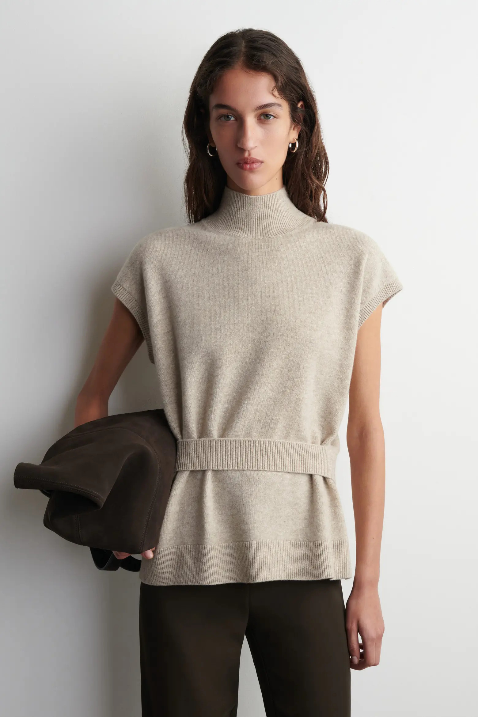 Belt-Detail Mock-Neck Wool Vest (Women) | Nordstrom | Nordstrom