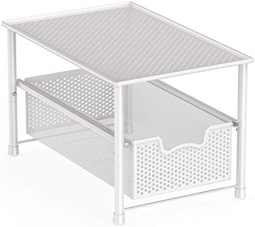 Simple Houseware Stackable Under Sink Cabinet Sliding Basket Organizer Drawer, White | Amazon (US)