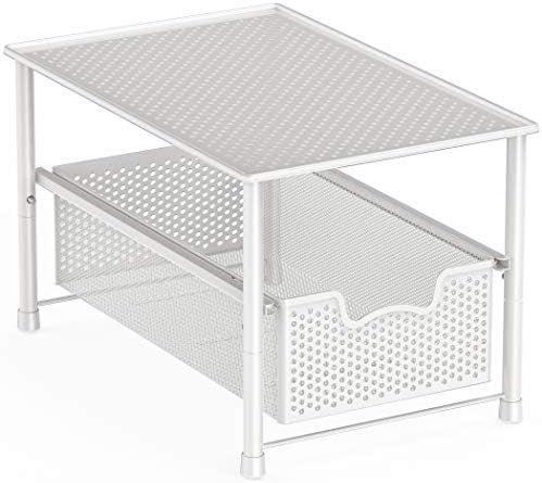 Simple Houseware Stackable Under Sink Cabinet Sliding Basket Organizer Drawer, White | Amazon (US)