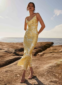 Coastal Escape Satin Maxi Dress - Daffodil | Peppermayo (Global)
