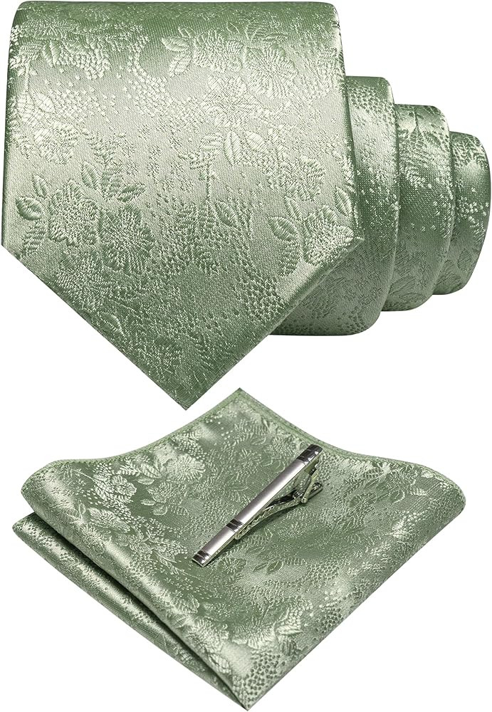 JEMYGINS Floral Necktie and Pocket Square Tie Clip Sets for Men | Amazon (US)