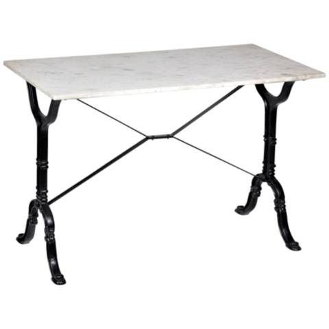 Adeline 42" Wide White Marble and Black Bar Table | Lamps Plus