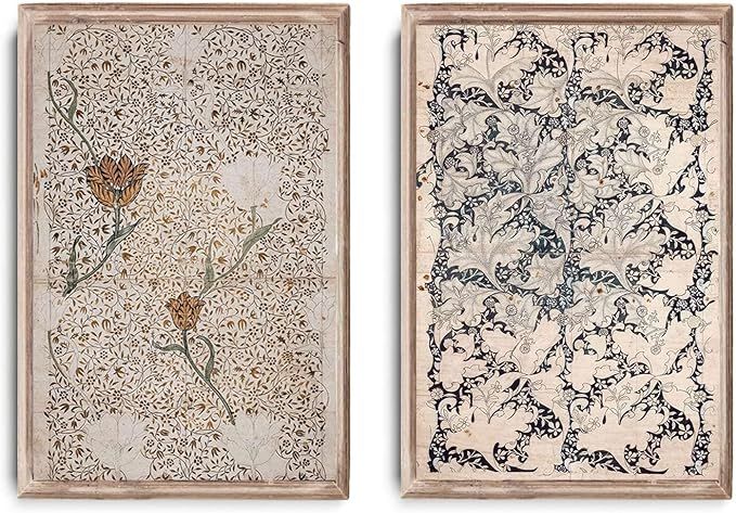 Vintage Botanical Wall Art Prints Set of 2 Antique Sketch Wall Art Decor Neutral Flower Canvas Wa... | Amazon (US)