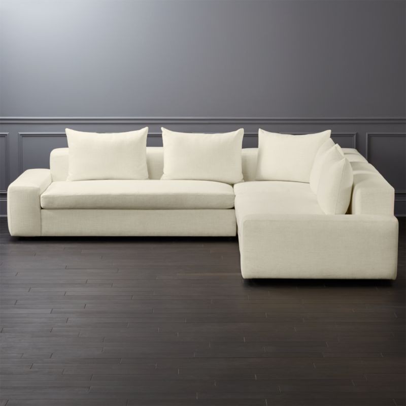 Arlo 3-Piece Snow Wide Arm Sectional Sofa + Reviews | CB2 | CB2