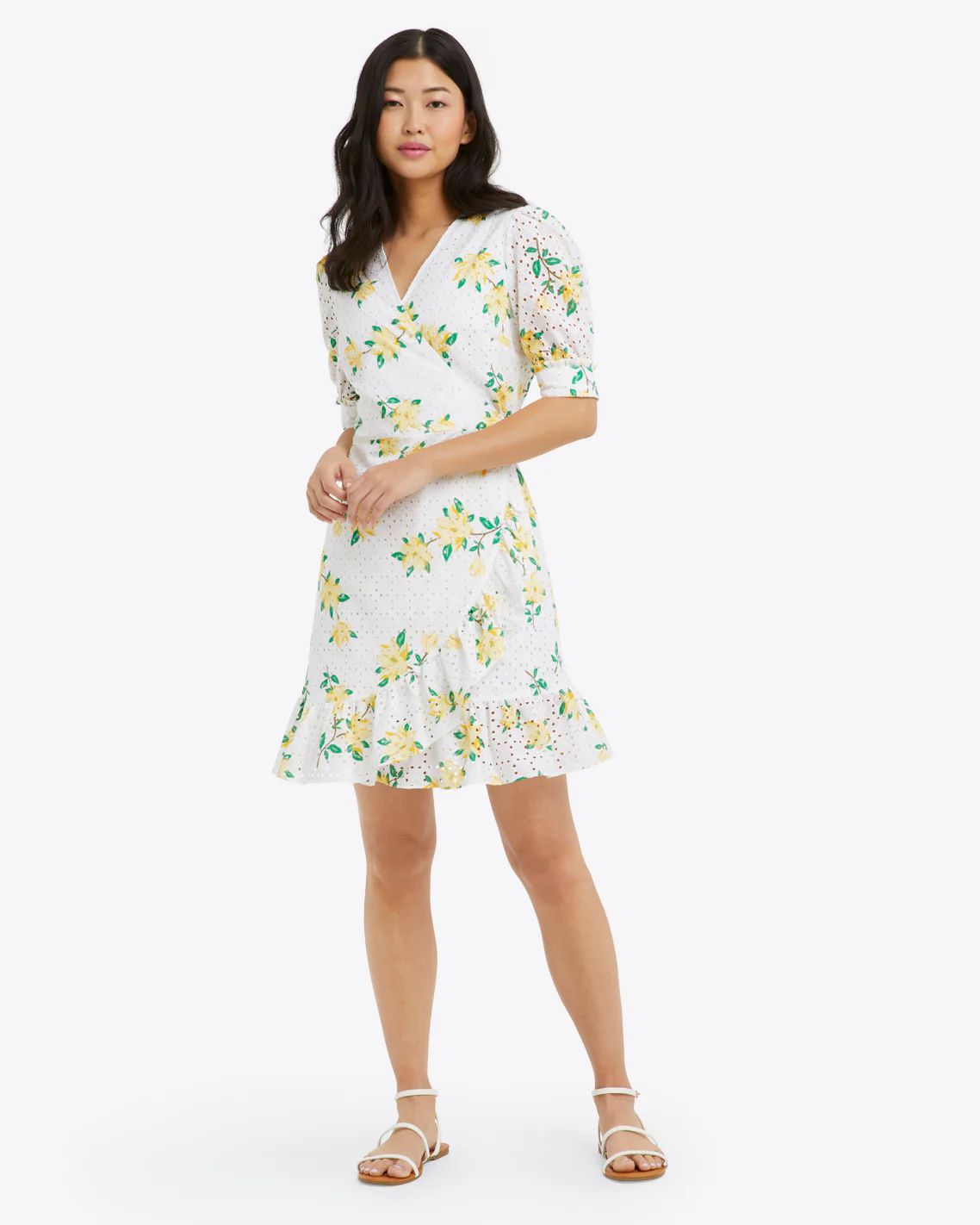 Reba Wrap Dress in Magnolia Eyelet | Draper James (US)