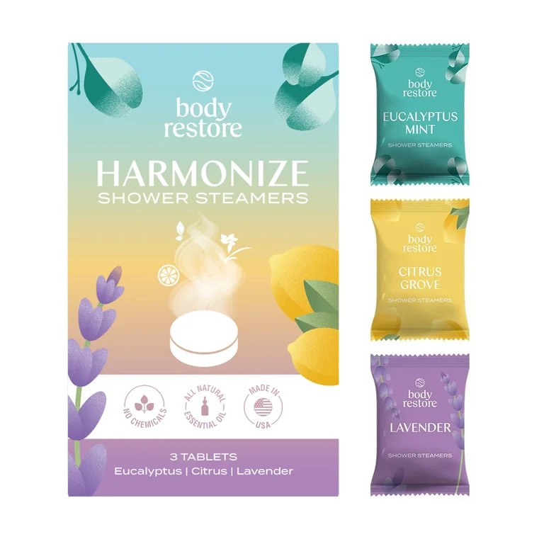Body Restore Harmonize 3 Count Aromatherapy Shower Steamers, Eucalyptus & Mint, Citrus and Lavend... | Walmart (US)
