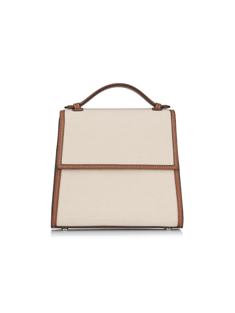 Women's Small Canvas & Leather Top-Handle Bag - Natural Cognac | Saks Fifth Avenue