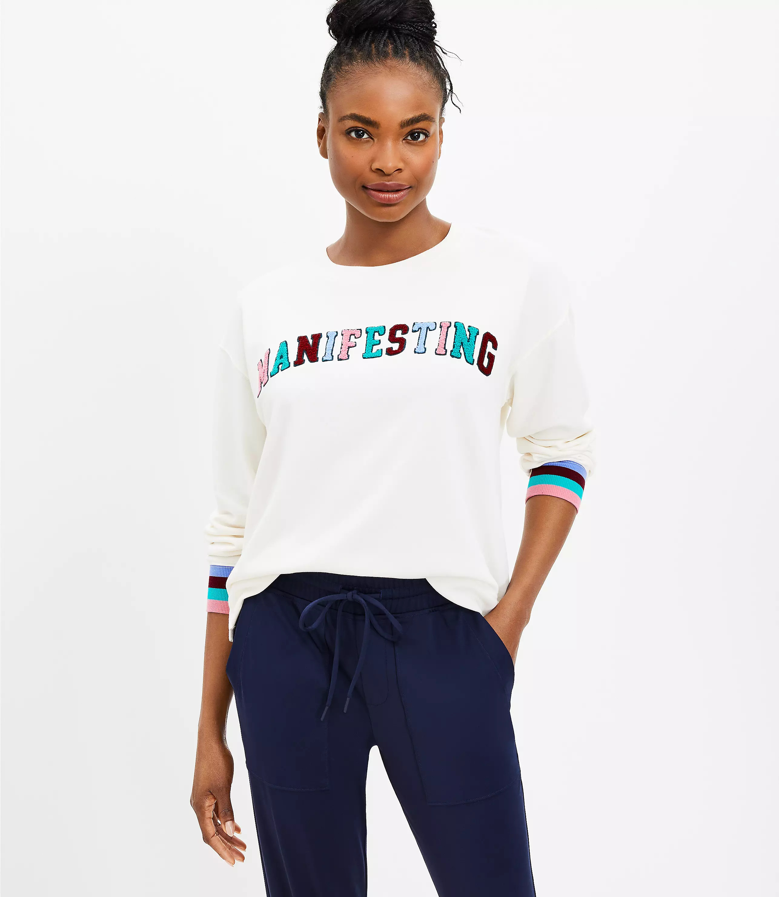 Lou & Grey Manifesting Cozy Cotton Terry Sweatshirt | LOFT