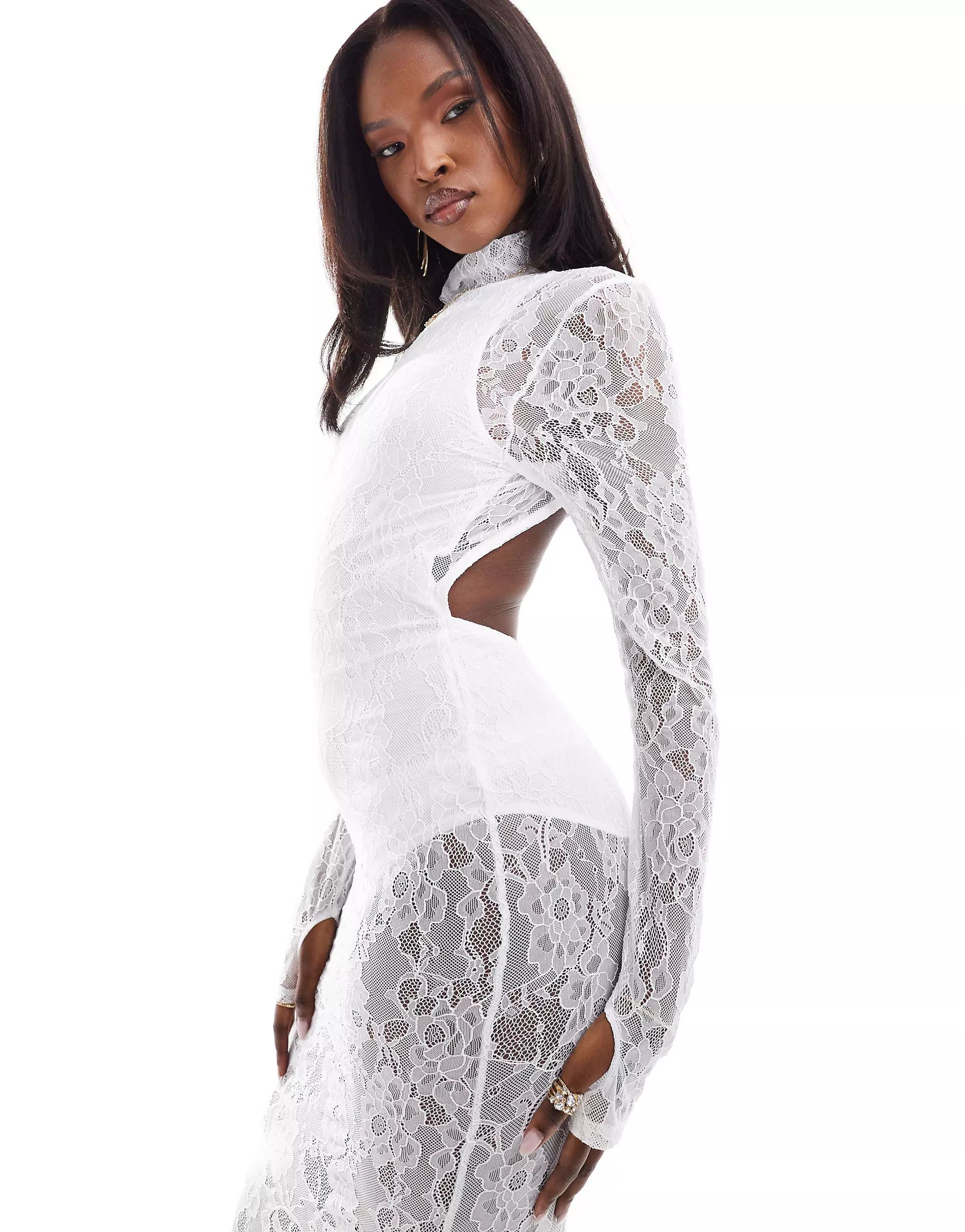 ASOS DESIGN lace overlay body maxi dress in ivory | ASOS | ASOS (Global)