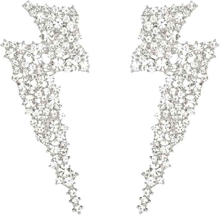Crystal Lightning Bolt Dangle Earrings, Flash Statement Earrings for Women Dangling KELMALL COLLE... | Amazon (US)