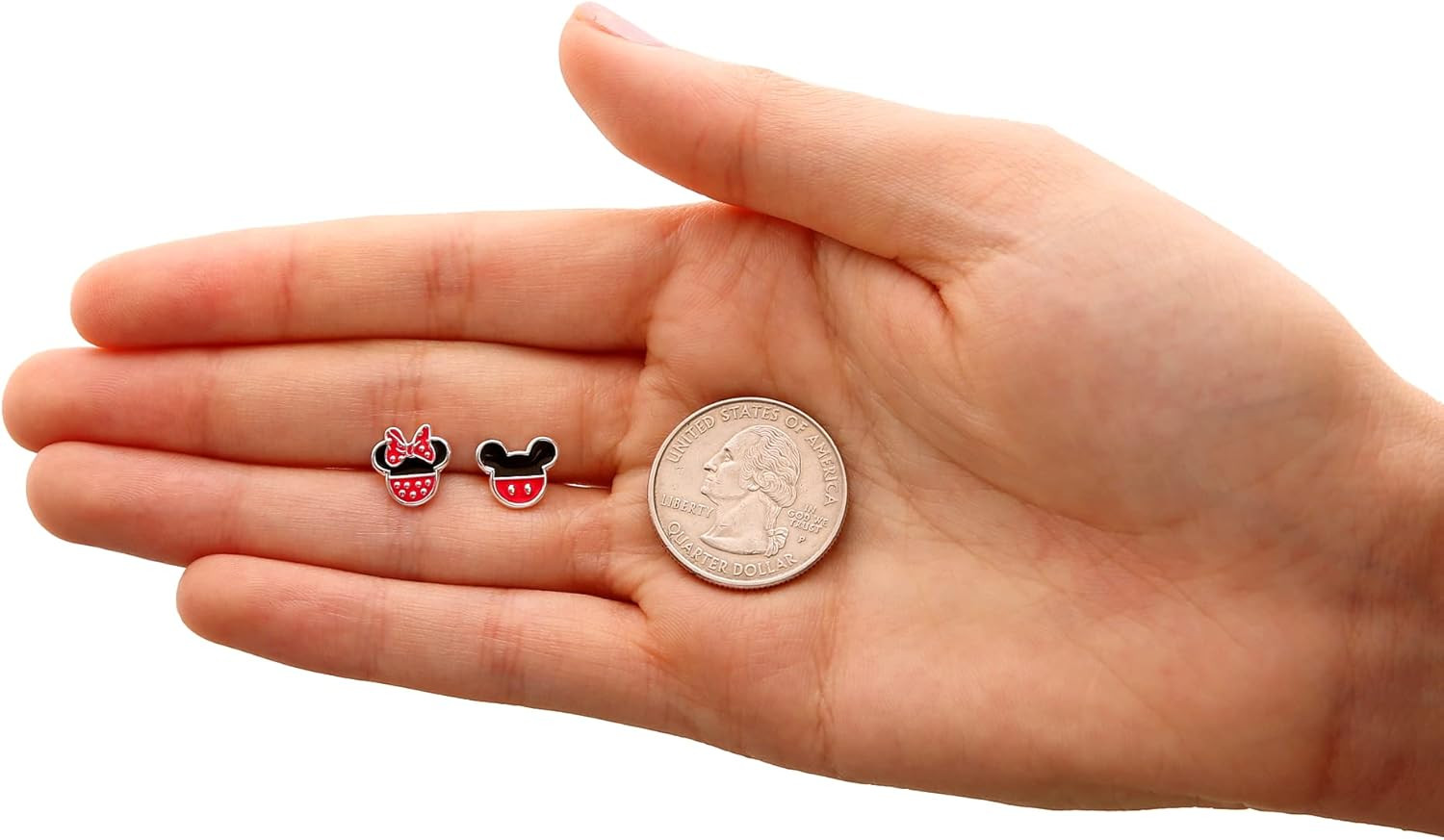Disney Mismatched Stud Earrings, Mickey and Minnie Mouse, Silver Plated, Officially Licensed | Amazon (US)