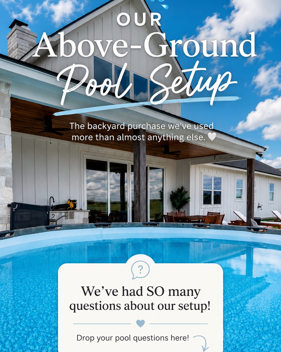 We’ve had lots of questions about our above-ground pool setup, so I wanted to share what works for us! ☀️💦

Our routine is pretty simple:

✔️ Run the sand filter daily
✔️ Test water 1–2 times per week
✔️ Add chlorine as needed
✔️ Add algaecide weekly
✔️ Shock the pool every 1–2 weeks (or after heavy rain and lots of swimming)

We’ve found that staying consistent is much easier than trying to fix cloudy or green water later.

I’ve linked the pool, sand filter, and pool care products we use!

#LTKSeasonal #LTKHome #LTKSwim