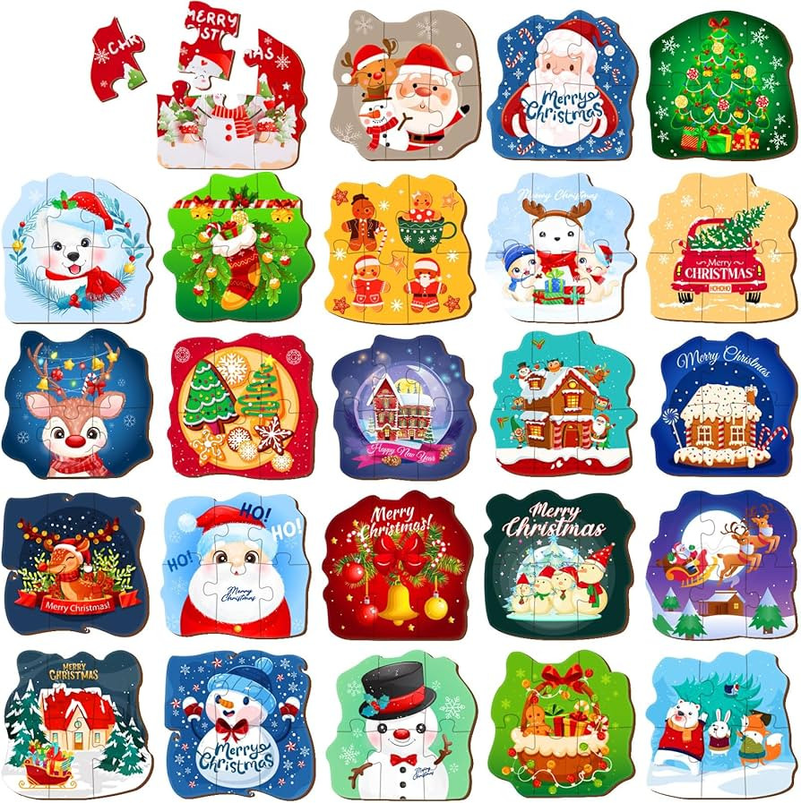 24 Pack Christmas Puzzle for Kids, Christmas Jigsaw Puzzles Perfect for Classroom Rewards and Goo... | Amazon (US)