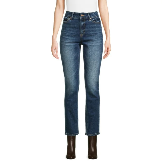 Time and Tru Women’s Mid Rise Straight Leg Jeans, 30" and 28" Inseams, Sizes 0-22 | Walmart (US)