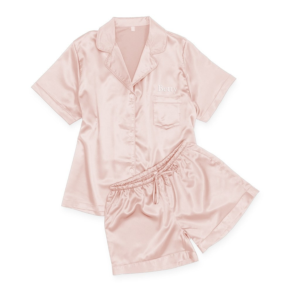 Women's Personalized Satin Pajama Sleepwear Set - Pink Blush | The Knot 