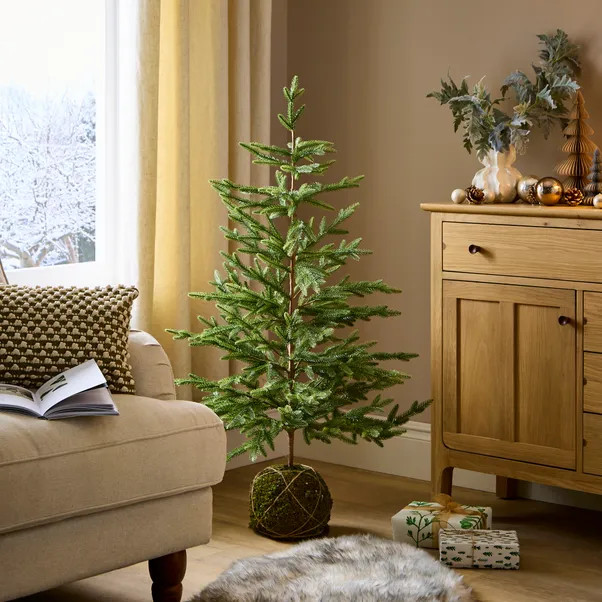 4ft Christmas Tree in Artificial Moss Base | Dunelm