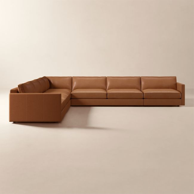 Winona 5-Piece L-Shaped Large Leather Sectional Sofa | CB2