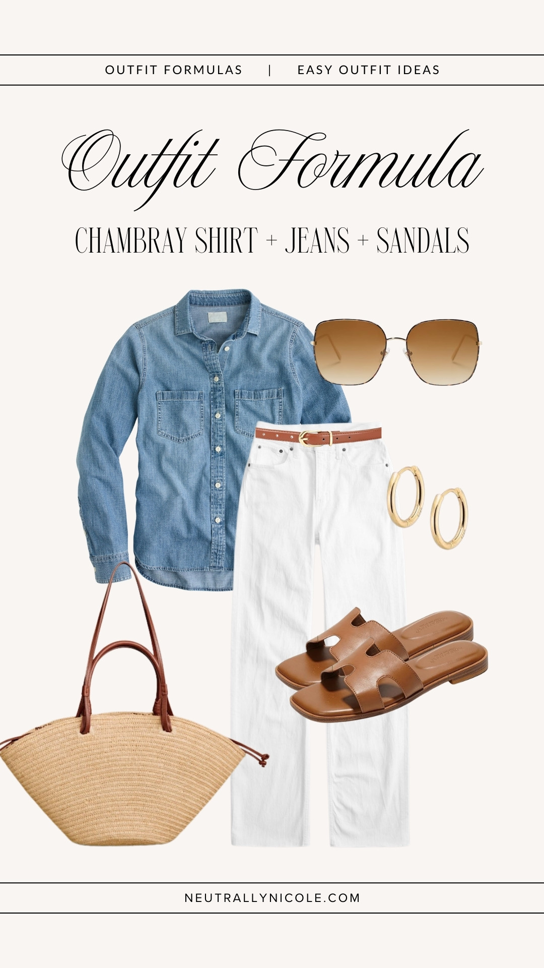 Outfit formulas for easy everyday outfits ft capsule wardrobe staples | casual outfit, spring outfit, brunch outfit, chambray shirt outfit, white jeans outfit, neutral outfit, neutral style, amazon fashion, abercrombie jeans // Neutrally Nicole, @neutrallynicole, neutrallynicole.com 

 #LTKootd #LTKSaleAlert #LTKTravel