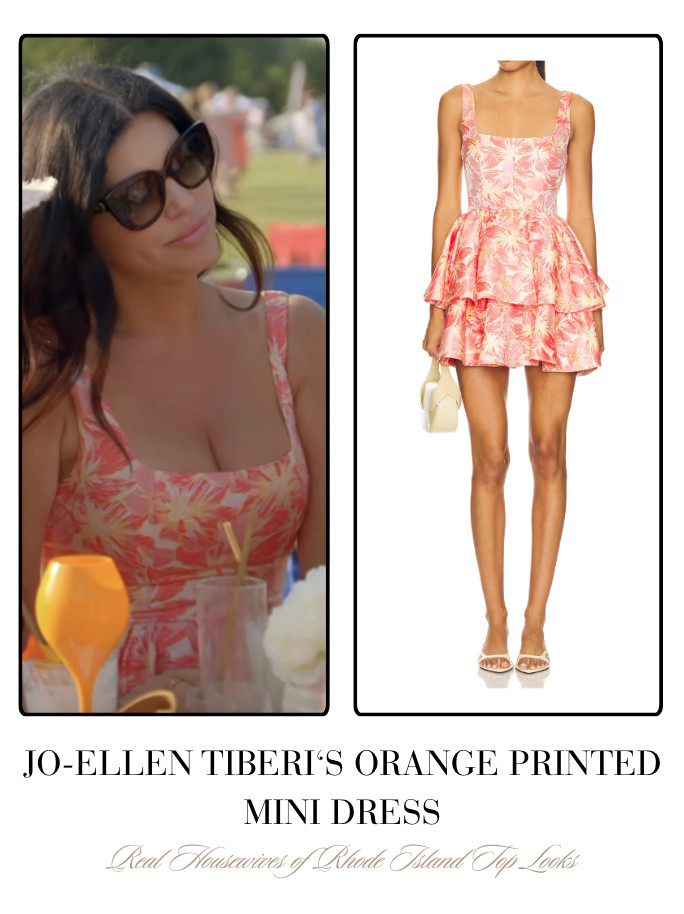 Jo-Ellen Tiberi's Orange Printed Mini Dress 

 