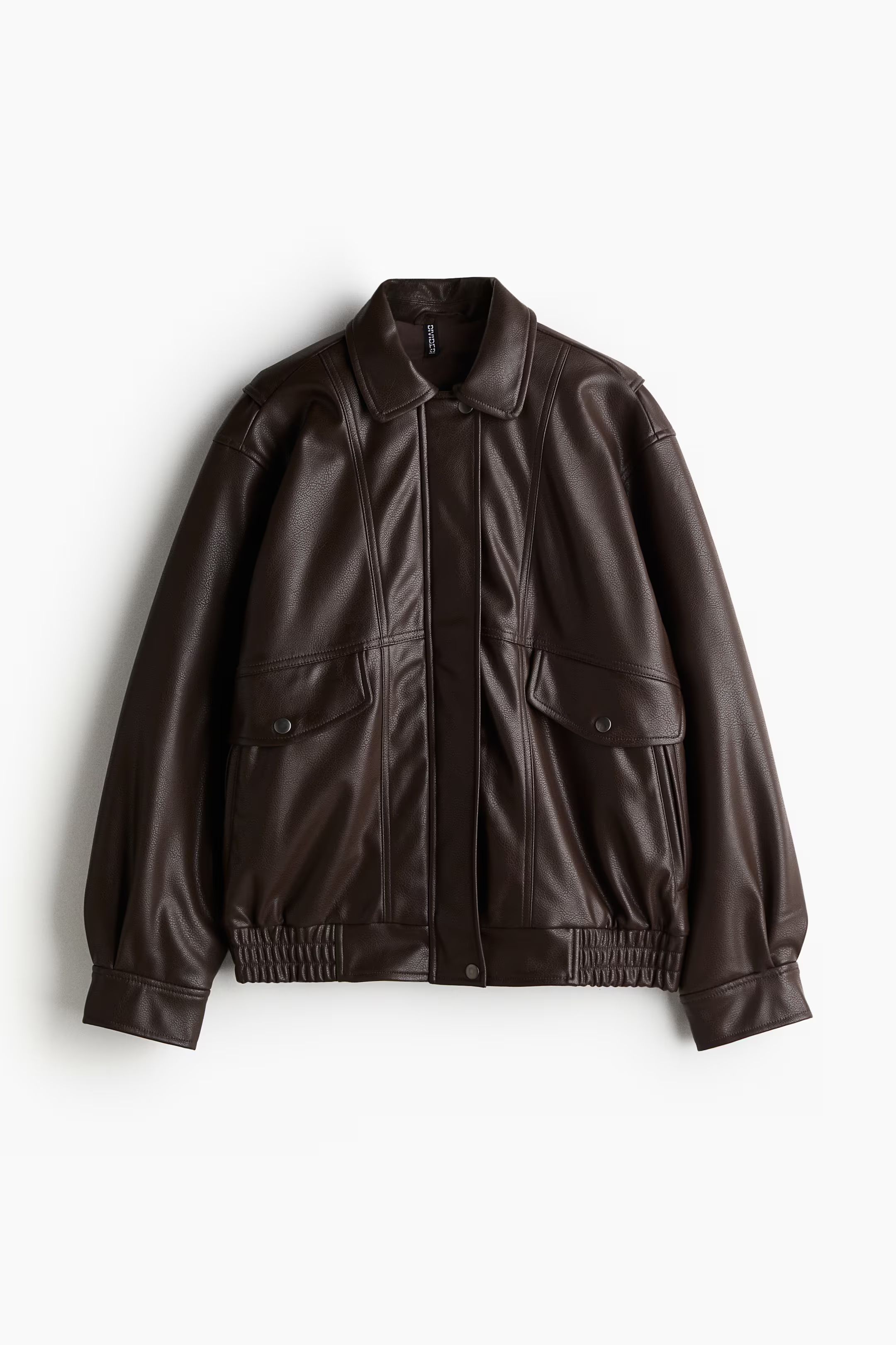 Oversized Coated Jacket - Long sleeve - Regular length - Dark brown - Ladies | H&M US | H&M (US + CA)