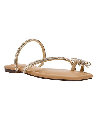 Women's Eliana Rhinestone Bow Flat Sandals | Macy's