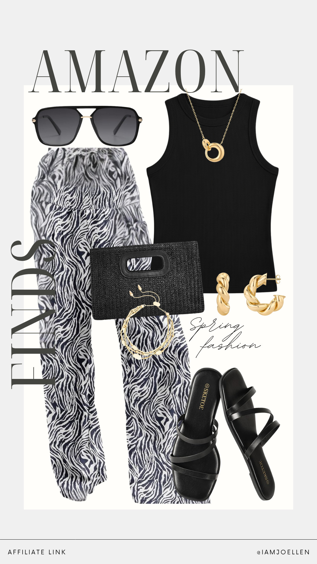Elevate your spring style with chic zebra print pants and a sleek tank top. Add a touch of glamour with statement gold jewelry. Stay chic and comfortable all season long. #SpringChic #StyleInspiration #Fashionista 

 #LTKMothersDay #LTKmomlife #LTKmorningroutine