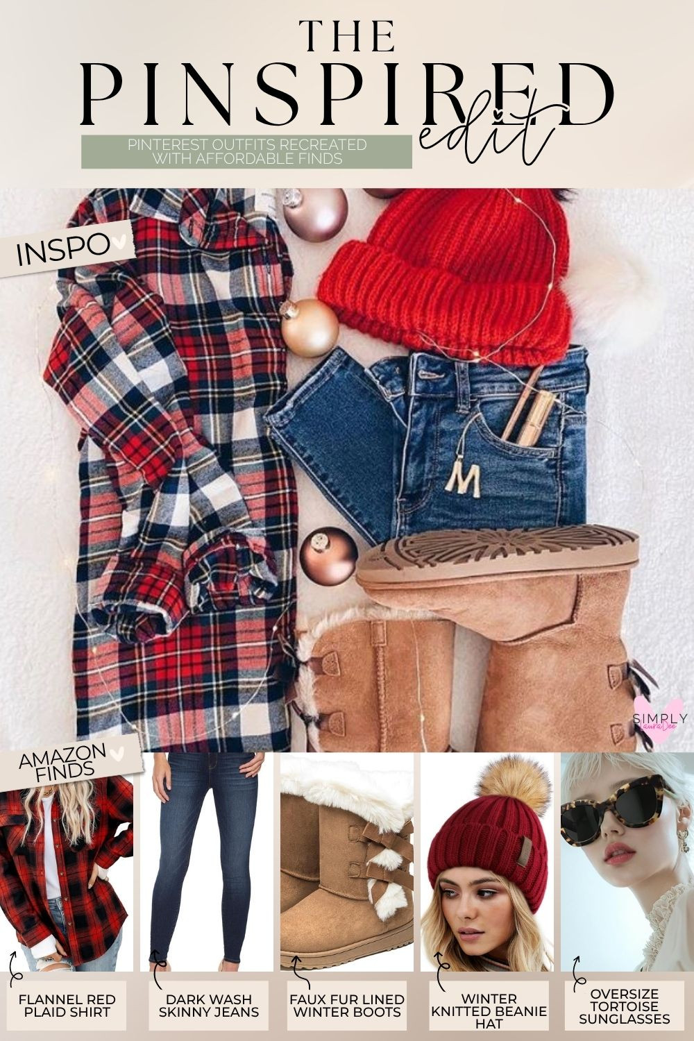 Cozy Christmas outfit idea with classic plaid and easy winter layers ❤️🎄 Recreate this Pinterest-inspired holiday look with a red flannel plaid shirt, dark wash skinny jeans, faux fur lined winter boots, a red knit pom beanie and oversized tortoise sunglasses. It’s such an easy casual Christmas outfit for holiday shopping, Christmas markets, tree farm trips, school events, winter weekends or cozy family plans. The red plaid and warm winter accessories make it festive without feeling overly dressed up.

#ChristmasOutfit #HolidayOutfit #WinterOutfit #PlaidShirt #FlannelOutfit #CasualChristmasOutfit #AmazonFashion #AmazonFinds #WinterBoots #SkinnyJeans #ChristmasStyle #HolidayFashion #CozyWinterOutfit #MomStyle #PinterestOutfit 

 #LTKmorningroutine #LTKSeasonal #LTKPlusSize