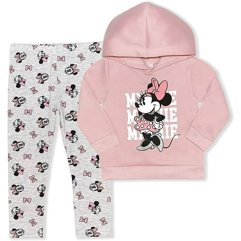 Minnie & Mickey Mouse Toddler Girl Fleece Pullover Hoodie Sweatshirt & Leggings, 2pc Outfit Set (... | Walmart (US)