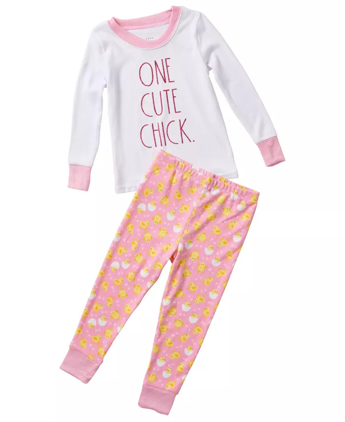 Toddler Girls ONE CUTE CHICK Long Sleeve Top and Jogger Pajama 2 Piece Pajama Set | Macys (US)